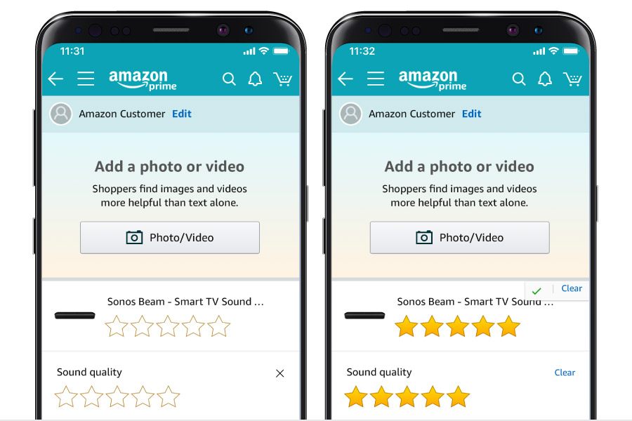 Amazon Experiments With One-Tap Rating Option for Customers