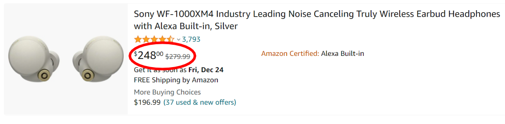 Percentage change deals on Amazon