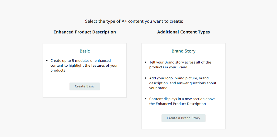 A+ content types for brands