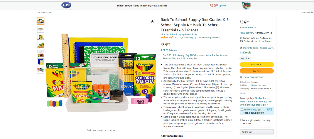 example of back-to-school Amazon products