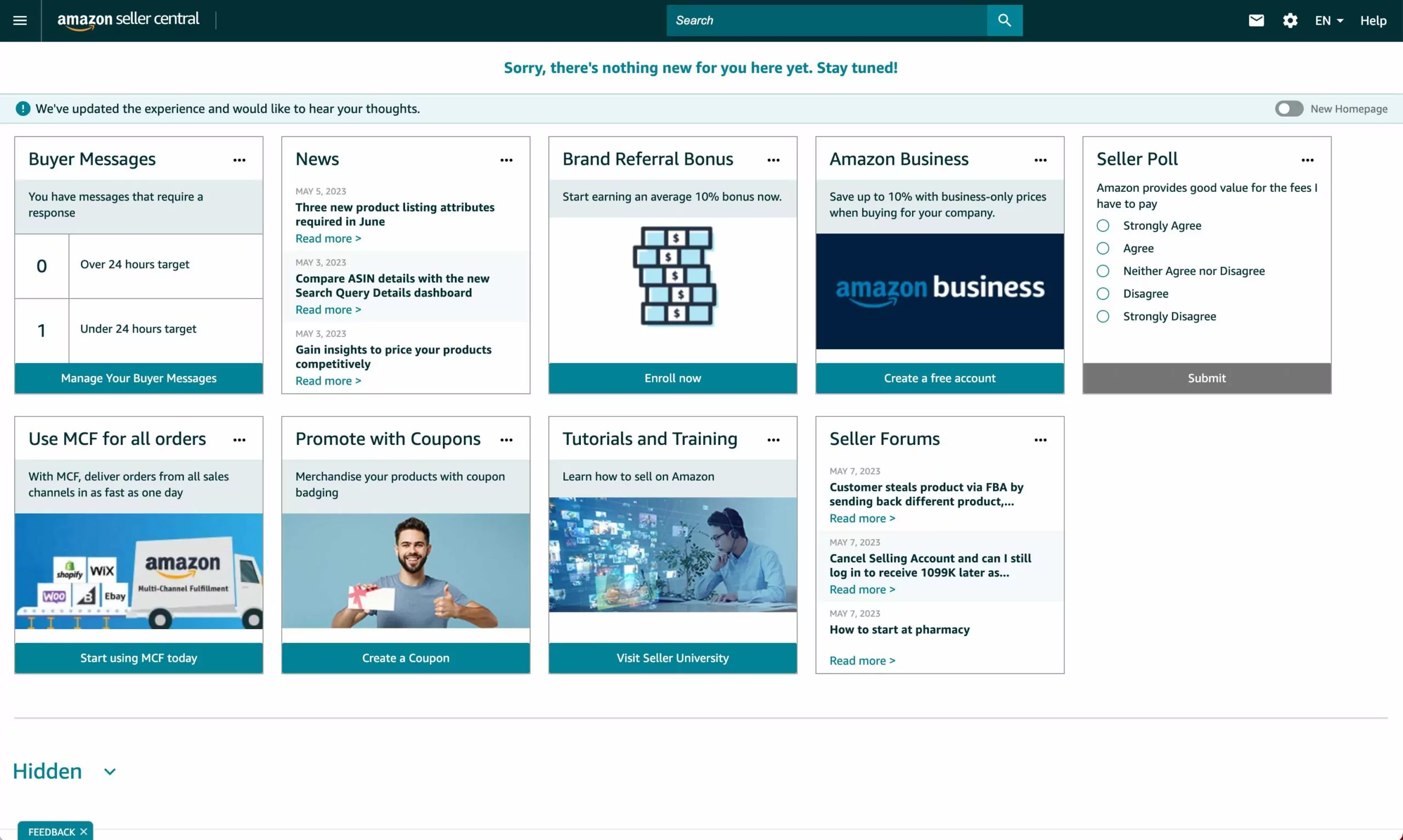 Seller Central Dashboard